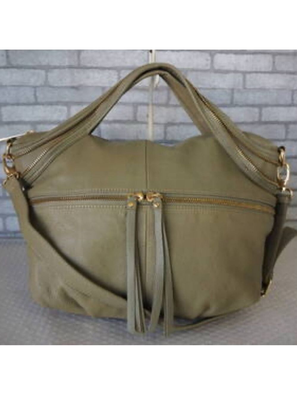 Kelsi Dagger Green Slouchy Shoulder Bag with Adjustable Strap